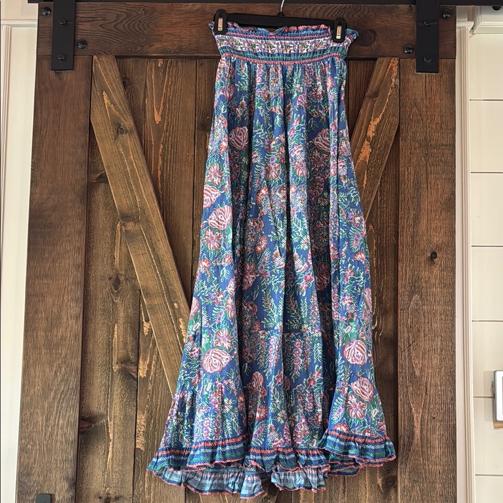 Chic Blue and Pink Maxi Skirt